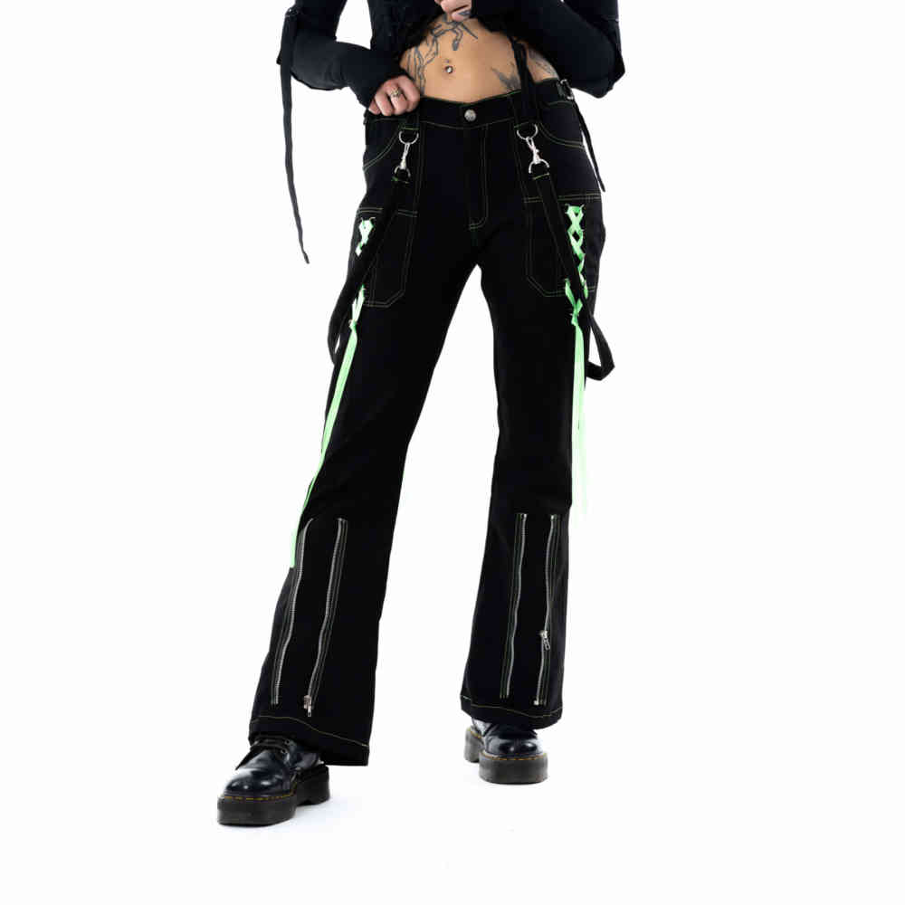 Poizen Industries - Fuse Wide leg trousers - Black/Green
